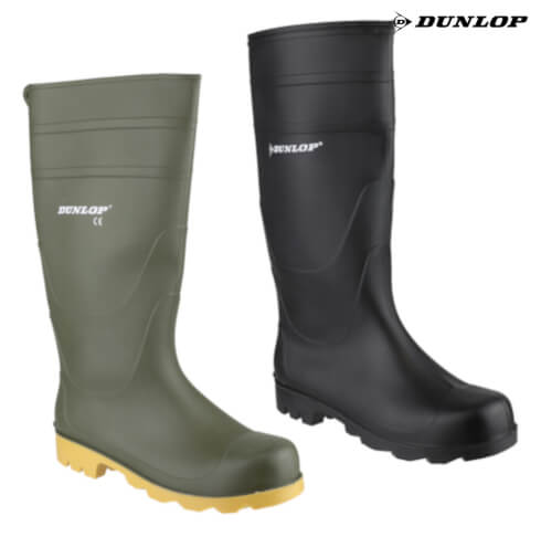 Footwear - Dunlop Green and Black Wellington Boots