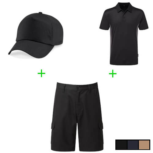 TuffStuff Shorts + Elite Polo Shirt + Cap