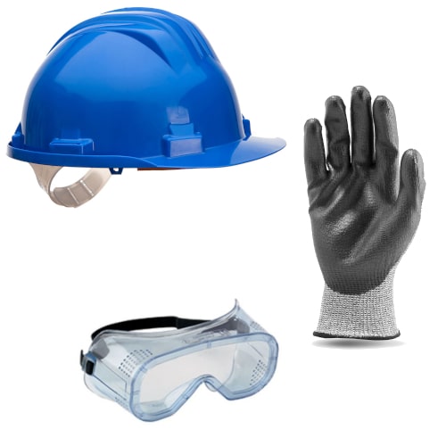 PPE Bundle(Safe Helmet + Goggles + Cut 5 Gloves)