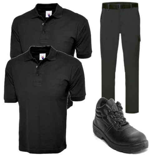 Stretch Combat Trousers + 2 Uneek Polo Shirts + Safety Boots